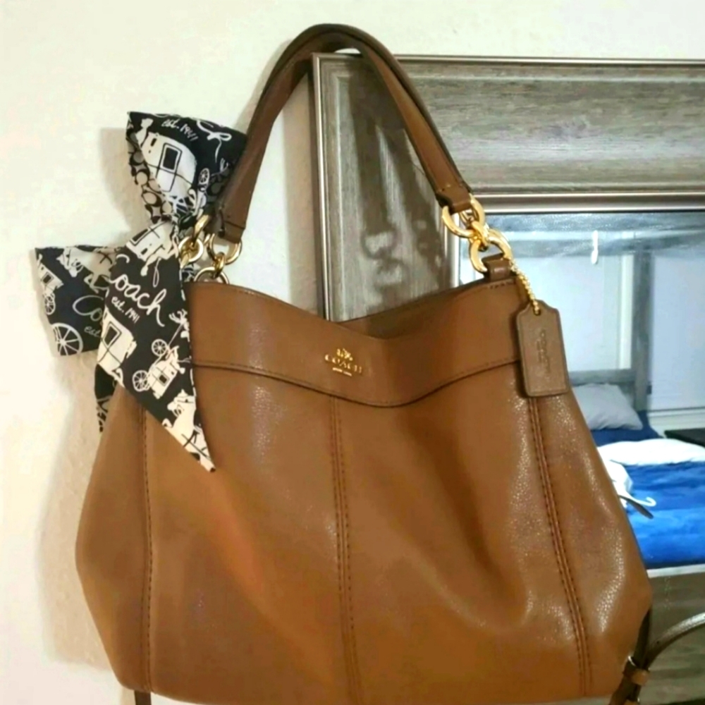 Coach bag with silk scarf bow♡